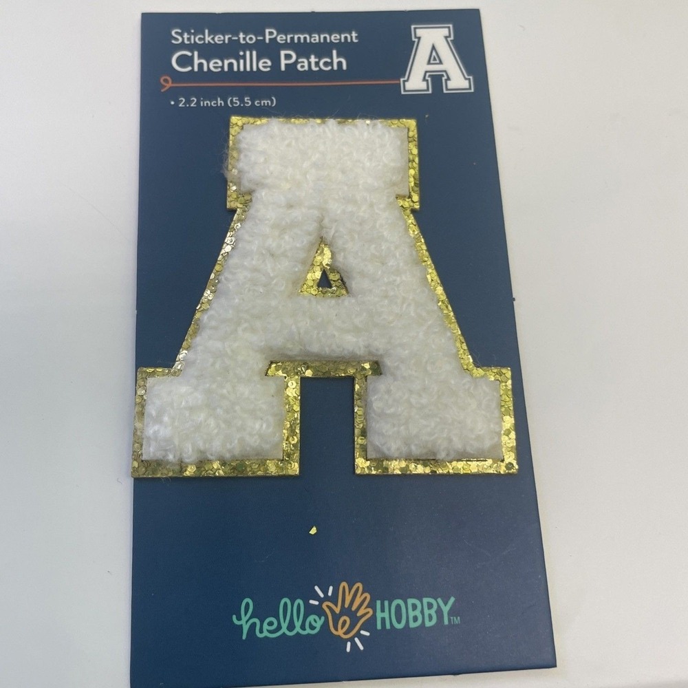 Hello Hobby Chenille Alphabet Patches Bulk Lot White Gold‎ Glitter Varsity GOOD